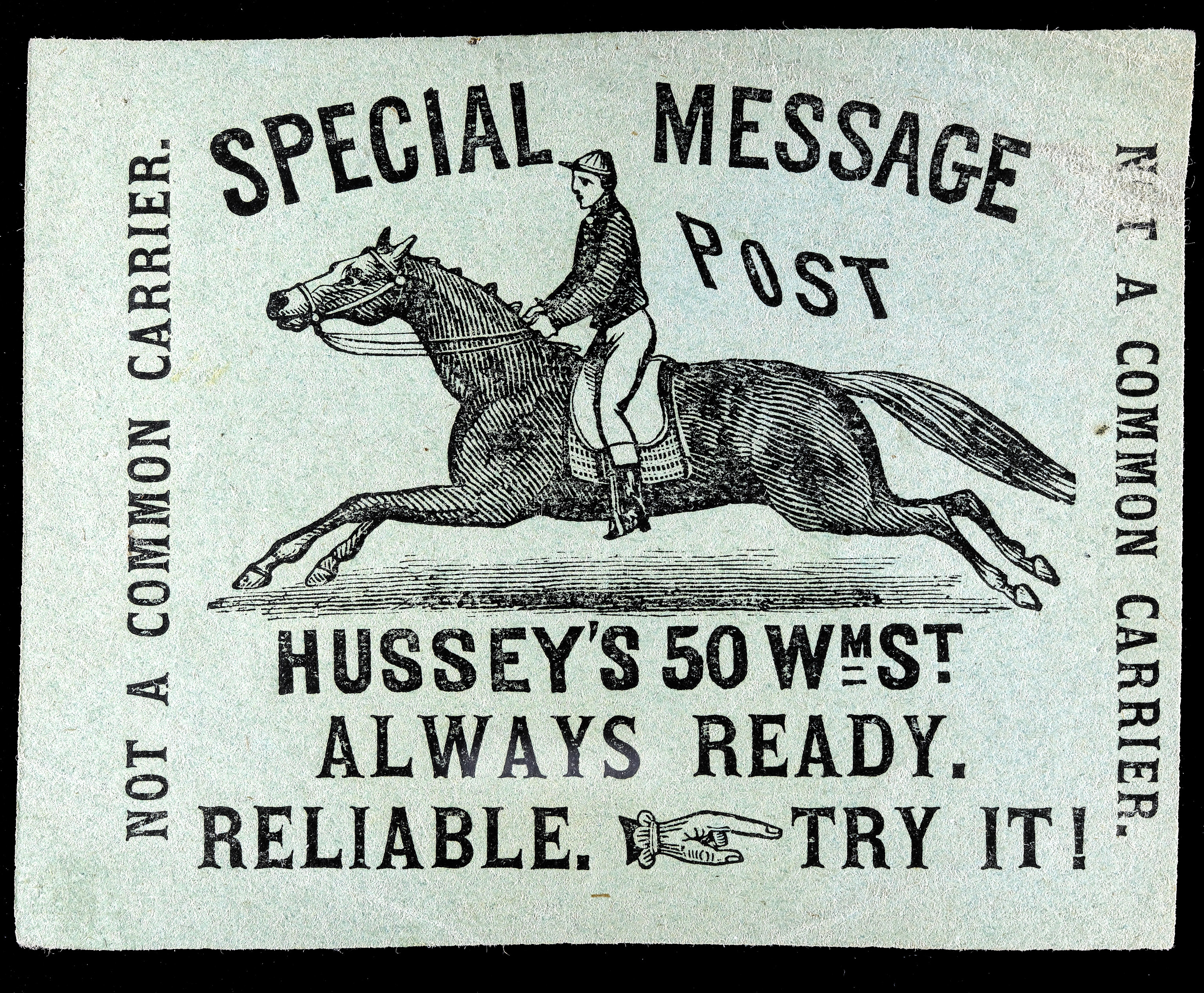 Lot 281 - Hussey's Post - Carriers & Locals Society 37th Annual Auction Lot 281 - Hussey's Post - Carriers & Locals Society 37th Annual Auction