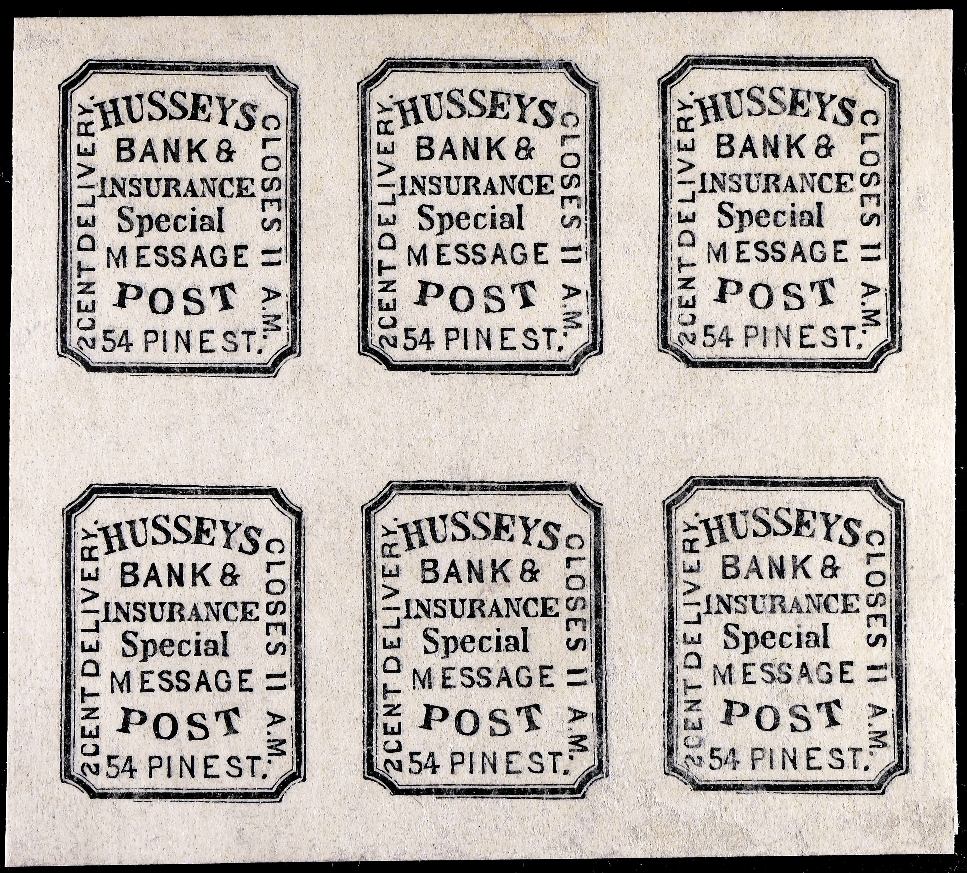 Lot 316 - Hussey's Post  -  Carriers & Locals Society 37th Annual Auction