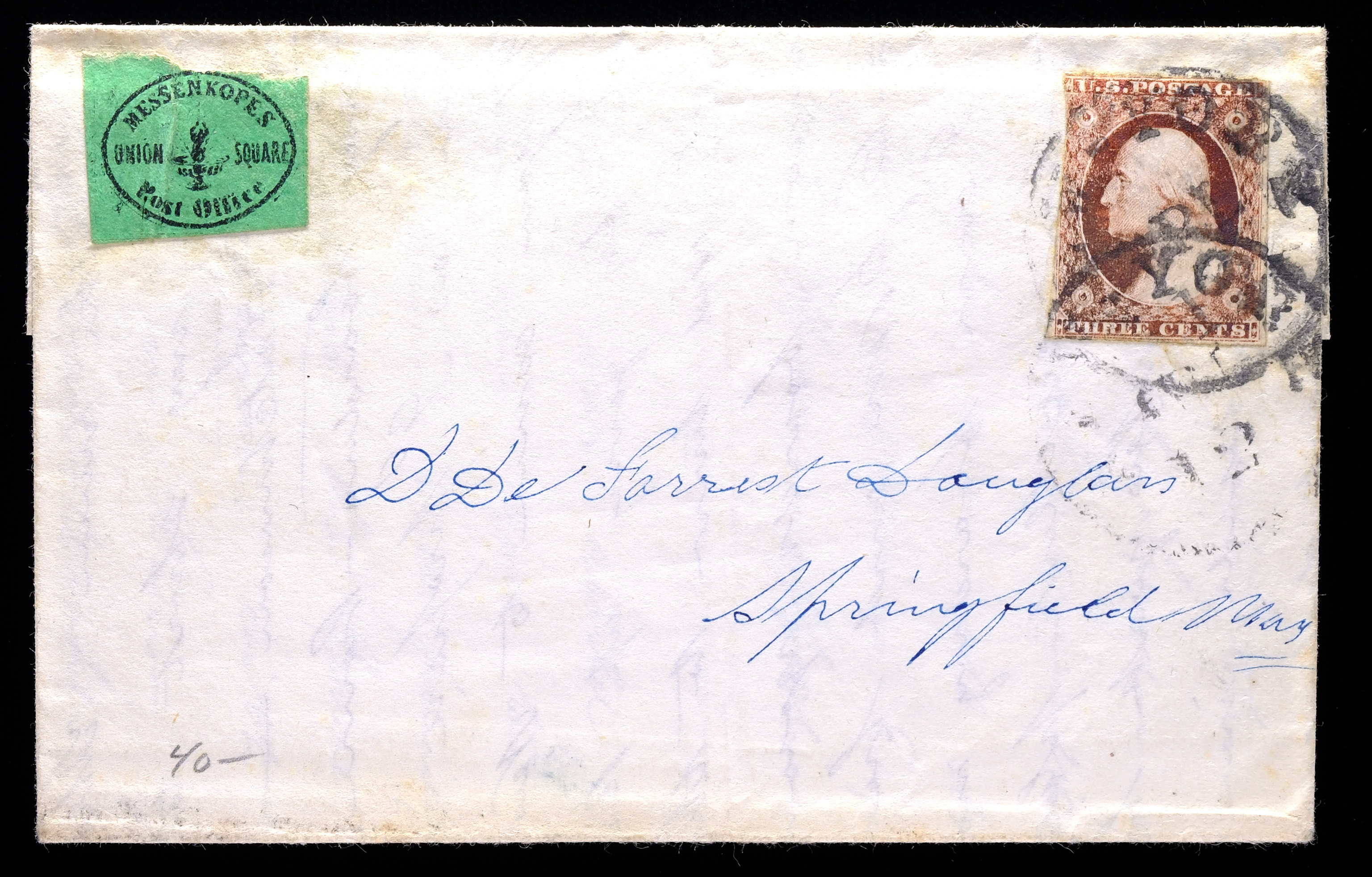 Lot 332 - Messenkope's Union Square Post Office  -  Carriers & Locals Society 37th Annual Auction