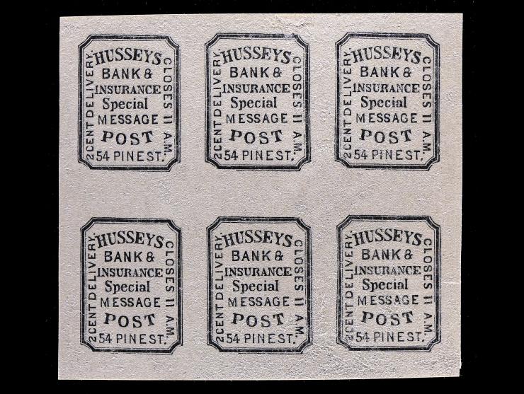Hussey's Post, Block of 6, Forgery A