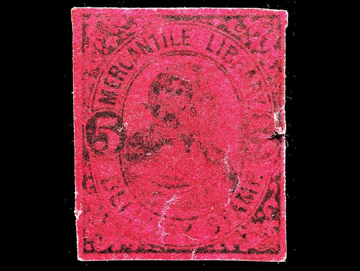 Mercantile Library Association, 105L1, 5c Black on Maroon, Unused