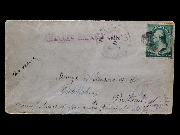 American Express, Purple Straightline, with #207 3c Green Tied on Cover to Maine