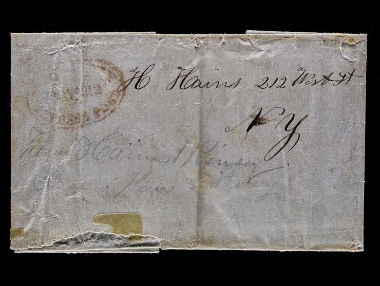 Boyd's City Express Post, Red Oval Company Handstamp on Stampless Folded Letter to New York
