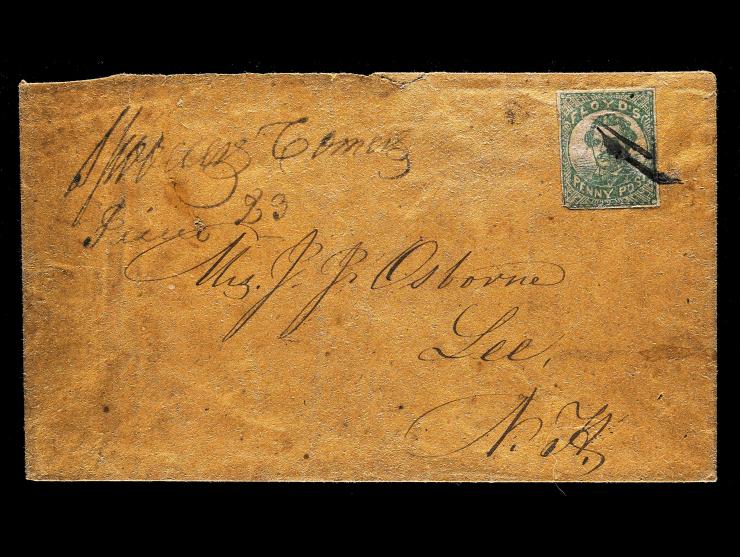 Floyd's Penny Post, 1860, 1c Blue, 68L1 Forgery C, On Cover