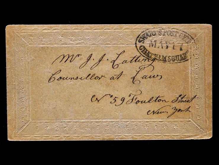 Swarts Post Office, Chatham Square, Black Oval Handstamp on Embossed Envelope