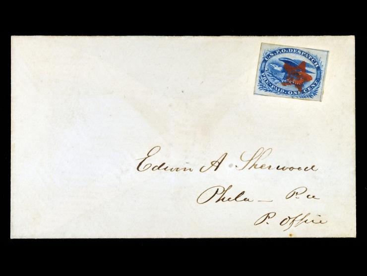 Eagle Carrier, 1851, 1c Blue, LO2, on cover with Red Star Cancellation (Clarke 1155b)