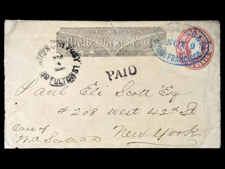 Wells Fargo & Co Oval Handstamp on Company Frank with Boyd's City Post Type 20 Datestamp on 1865 Entire