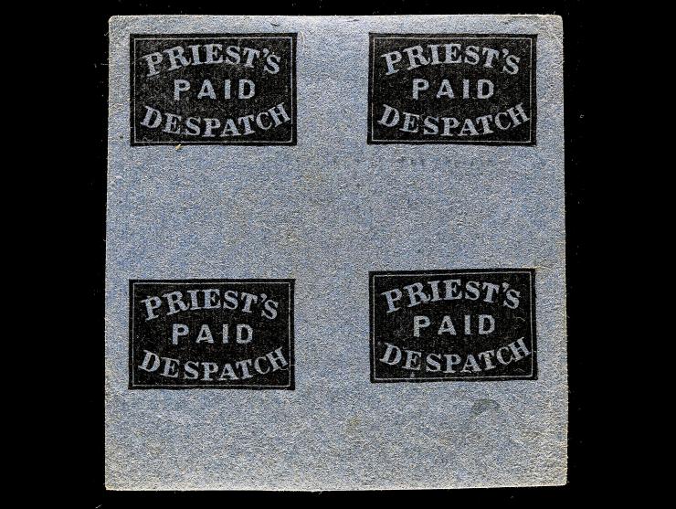 PRIEST'S PAID DESPATCH, FORGERY A Block of 4