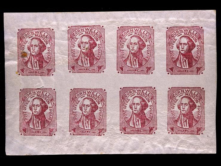 Cornwell's Madison Square Post Office, Forgery A, 1c Rose on White