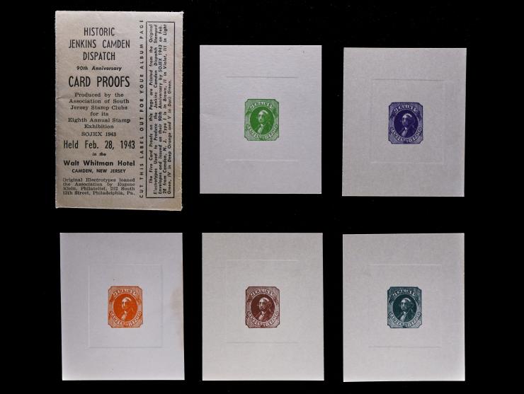 Jenkin's Camden Dispatch, 90th Anniversary Card Proofs, 1943, Group Lot of 5