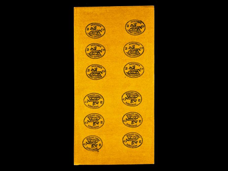 HANFORD'S PONY EXPRESS, FORGERY A, Pane of 12, tete-beche