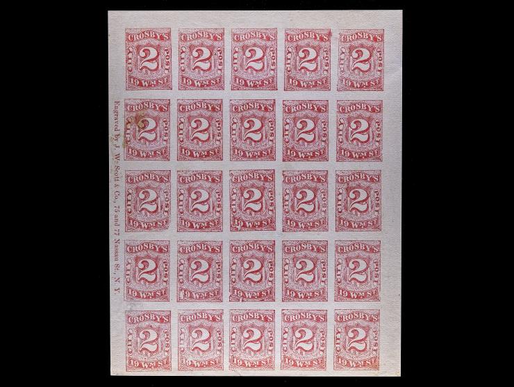 Crosby’s City Post, 2c Carmine, Unused