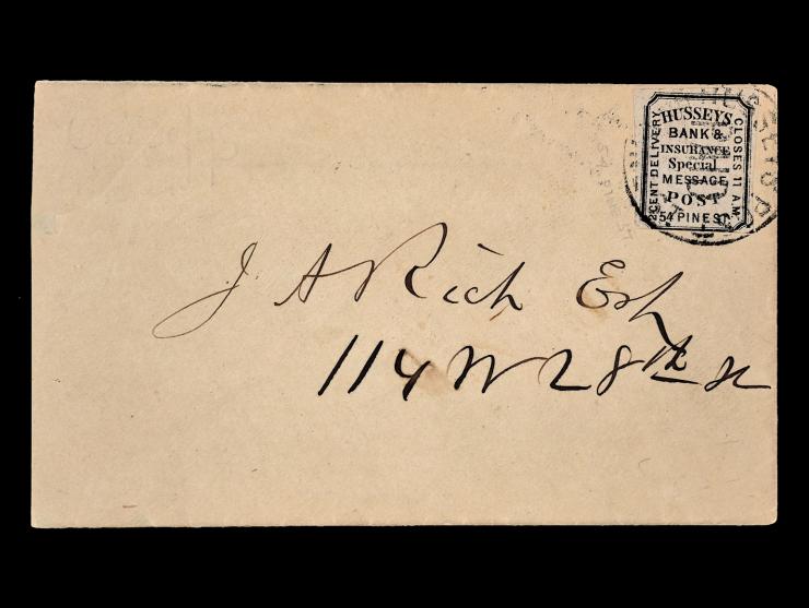 Hussey's Post, 87L51, 2c Black, Tied on Local Cover