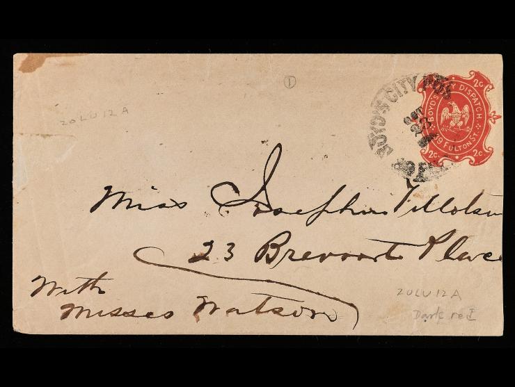 Boyd's City Dispatch, 20LU12a, 2c Red on Amber Diagonally Laid, Used Entire