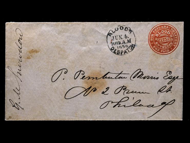 D.O. Blood & Co., 15LU7, Red on White, Used 1856 Entire