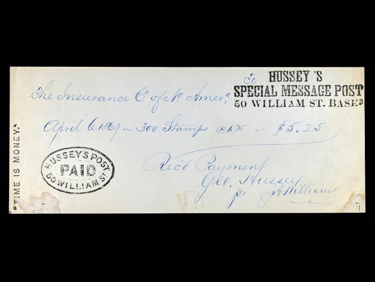 Hussey's Post, “Time is Money” Receipt of Payment