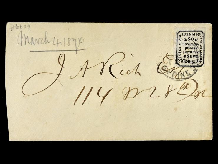 Hussey's Post, 1856, Black, 87L51, Used on Cover