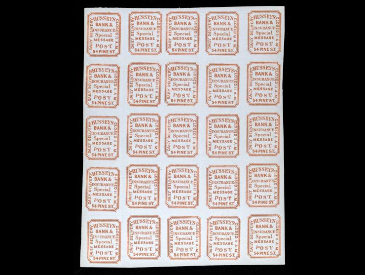 Hussey's Post, 1856, Red Brown, 87L49, Unused