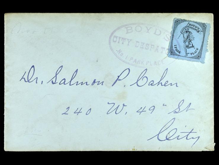 Boyd's Dispatch, 1878, Black on Blue, 20L45, Tied on Cover