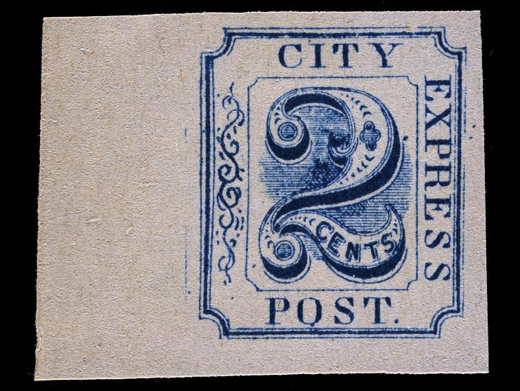 Adams' City Express Post, 1850, 2c Blue, 2L5, Unused, Position 11