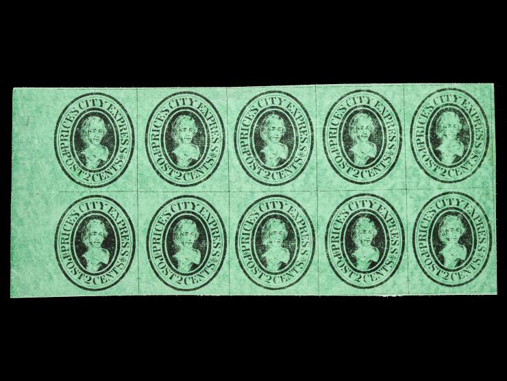 Price's City Express, 1857, 2c Black on Green, 119L2, Forgery A, Unused