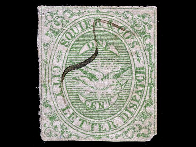 Squier & Co. City Letter Dispatch ,1859, 1c Green, 132L4, Used