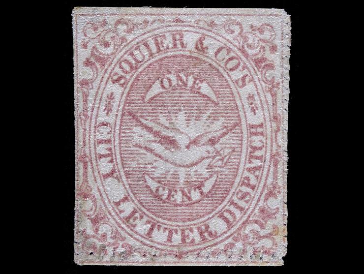 Squier & Co. City Letter Dispatch ,1859, 1c Rose Brown, 132L2, Unused