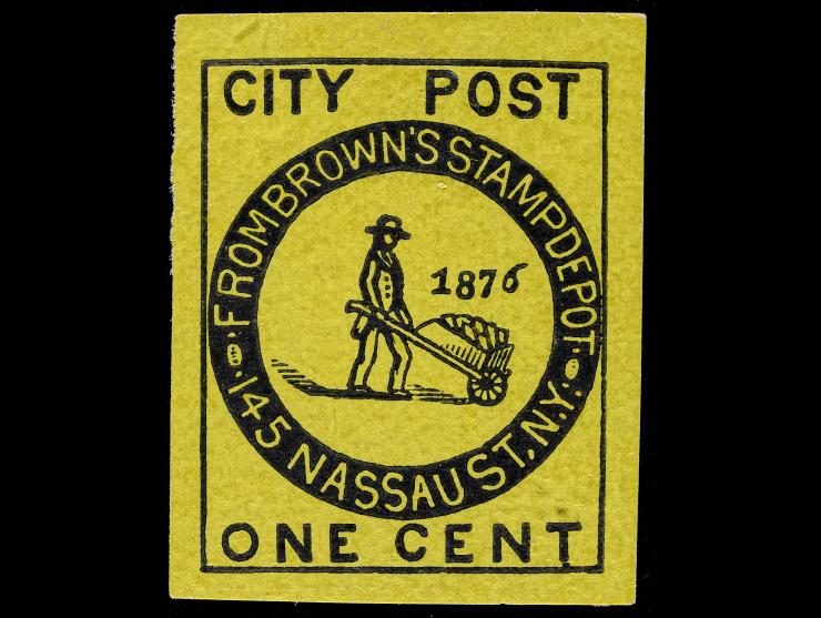 Brown's City Post, 1877, 1c Black on Yellow, 31L2, Unused