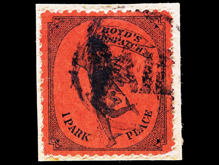 Boyd's Dispatch, 1878, Black on Crimson, 20L43, Used on Piece