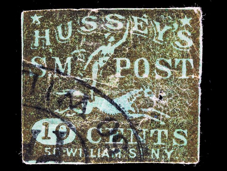 Hussey's Post, 87LE2, 10c Gold on Green, Used