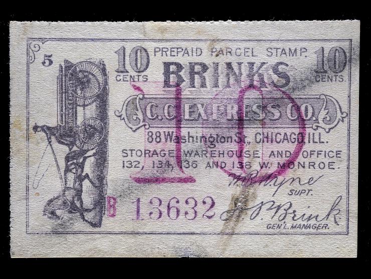 Brinks C.C. Express Co.,BCCX-J47A, 10c Lilac Grey, Prepaid Parcel Stamp