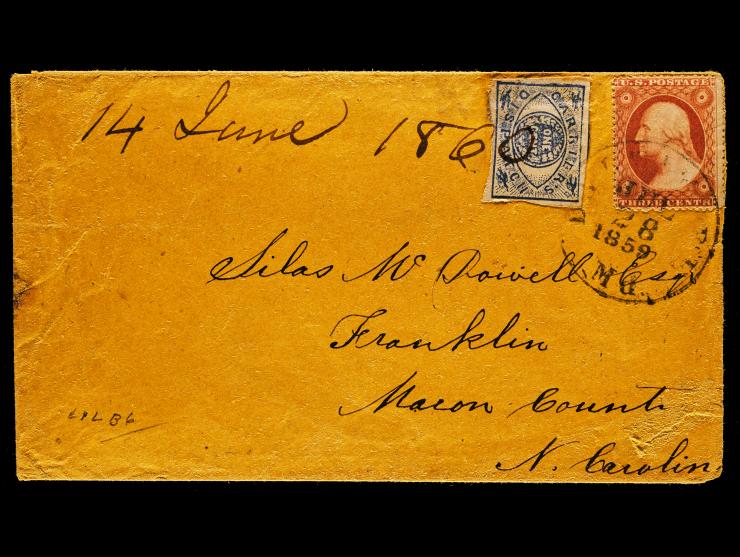 Baltimore Post Office Despatch, 1LB6, 1c Blue with #26A 3c Dull Red, Both Tied on Cover