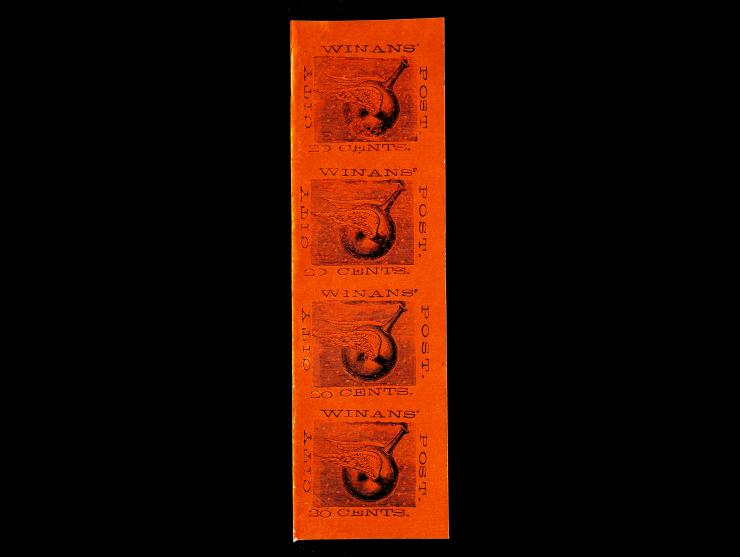 Winan’s City Post, 20c Bogus A, Strip of 4