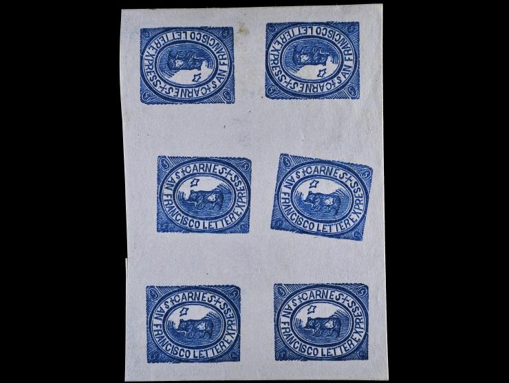 Carnes Express, Forgery B, Type 2, Pane Of 6, 2 Pr Tete-Beche Pairs
