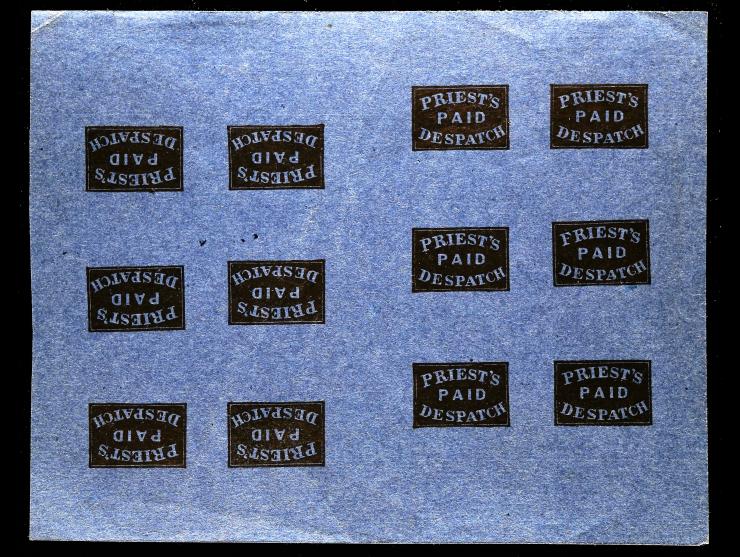 Priest’s Despatch,121L2, 2c Gold on Dark Blue, Forgery A