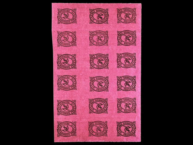 Brooklyn City Exp Post, Forgery A, Pane Of 18 6 Tete-Beche Pairs