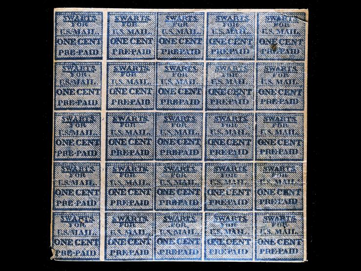 Swart's City Dispatch Post, 136L14a, 1c Blue Thin Paper