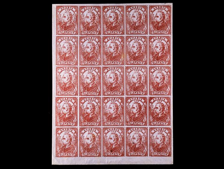Swart's City Dispatch Post ,1849, 2c Red on Wove, 136L4