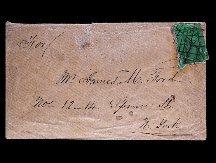 City Despatch Post, 40L4a, 2c Black on Green, "C" At Right Inverted, on Local Cover, Criss-Cross Pen Cancel