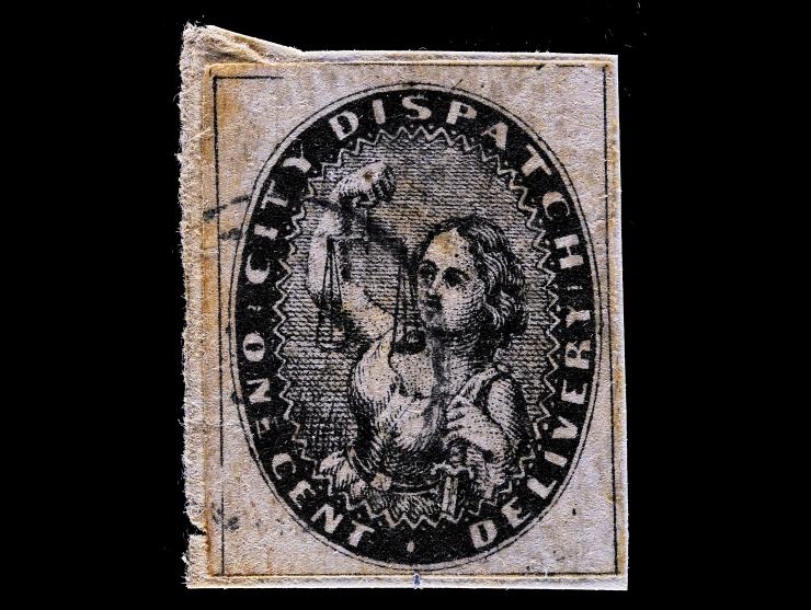 City Dispatch, 1860, 1c Black, 41L1, Used on Piece