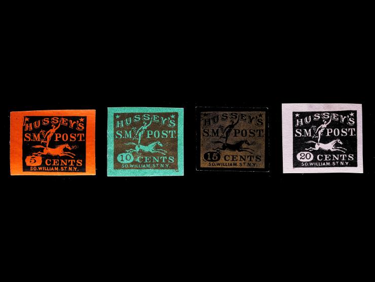 Hussey's Post, 87LE1-87LE4, Group Reference Lot of 4 Stamps