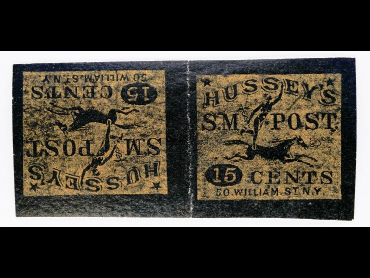 Hussey's Post, 87LE3, 20c Black, Unused, Tete-Beche Pair, Unlisted