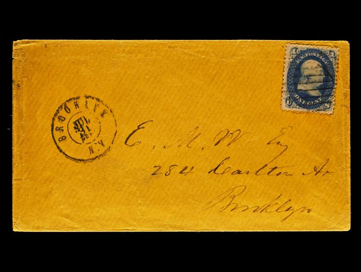 #63, 1c Blue, on Brooklyn NY Carrier Cover