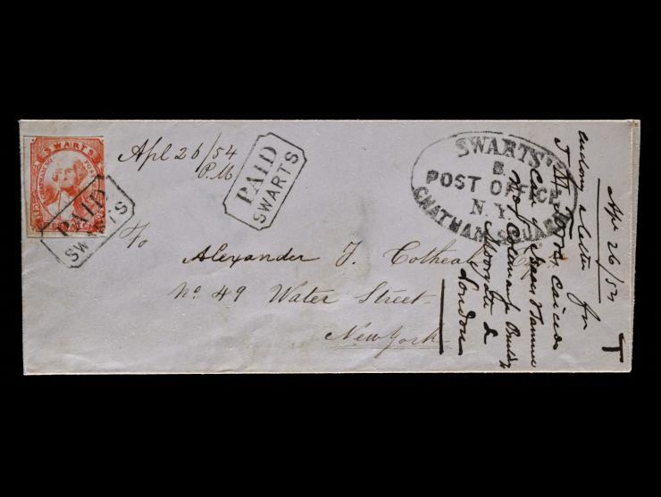 Swart’s City Dispatch Post, 1c Red, 136L9, on Cover, Tied by "PAID SWARTS" Handstamp on Cover to New York