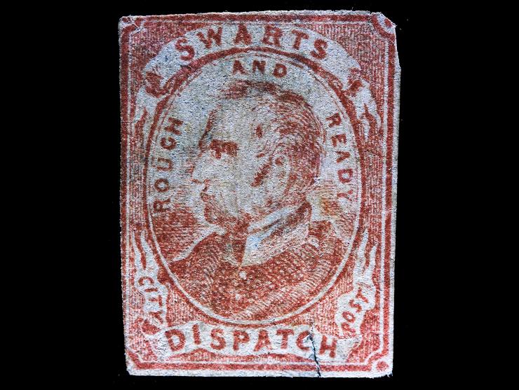 Swart’s City Dispatch Post, 2c Red on Blue, 136L6, Unused