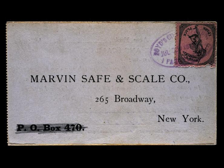 Boyd's Dispatch, Black on Pink, 20L44, Tied by Magenta 1879 Company Handstamp on Printed Postcard and Additional Cover from Same Correspondence