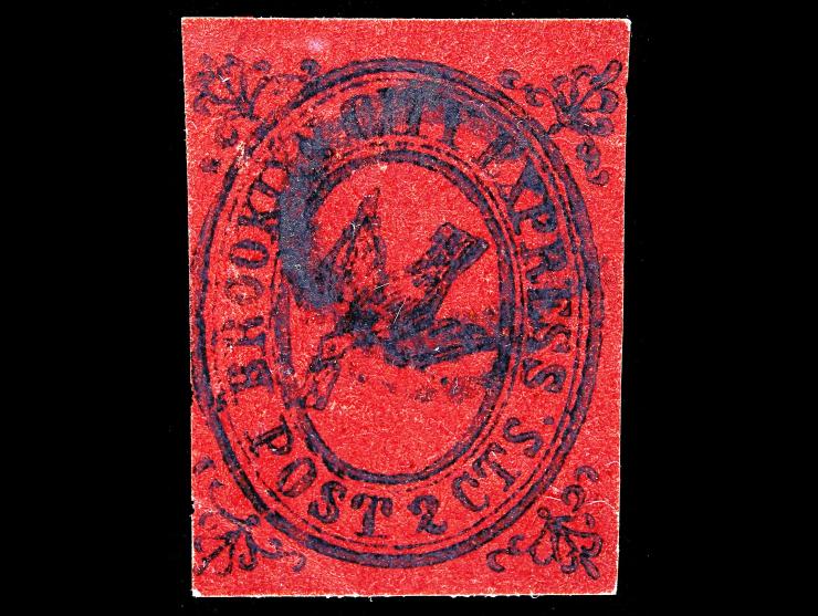 Brooklyn City Express Post, 1855, 2c Black on Crimson, 28L3, Used