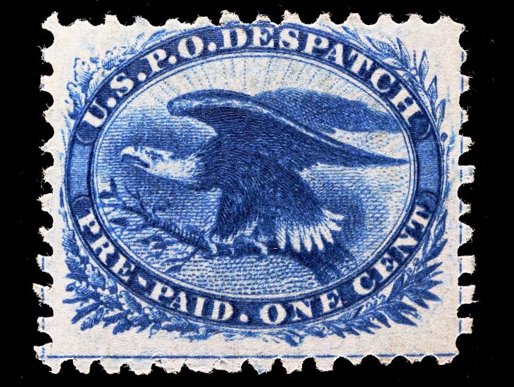 Eagle Carrier, LO6, 1c Blue, 1875 Reprint