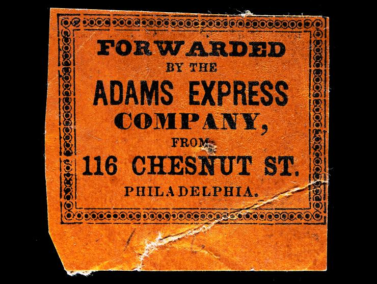 Adams Express Company, Orange 116 Chesnut St., Forwarding Label