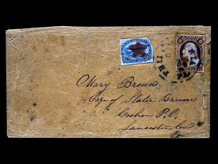 Eagle Carrier, LO2, 1c Blue with #11 3c Dull Red, Tied on Cover with Philadelphia Red Star (Clarke 1155b)